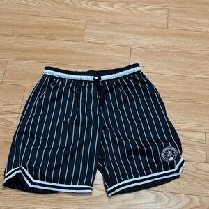 Black and White Striped Men's Shorts